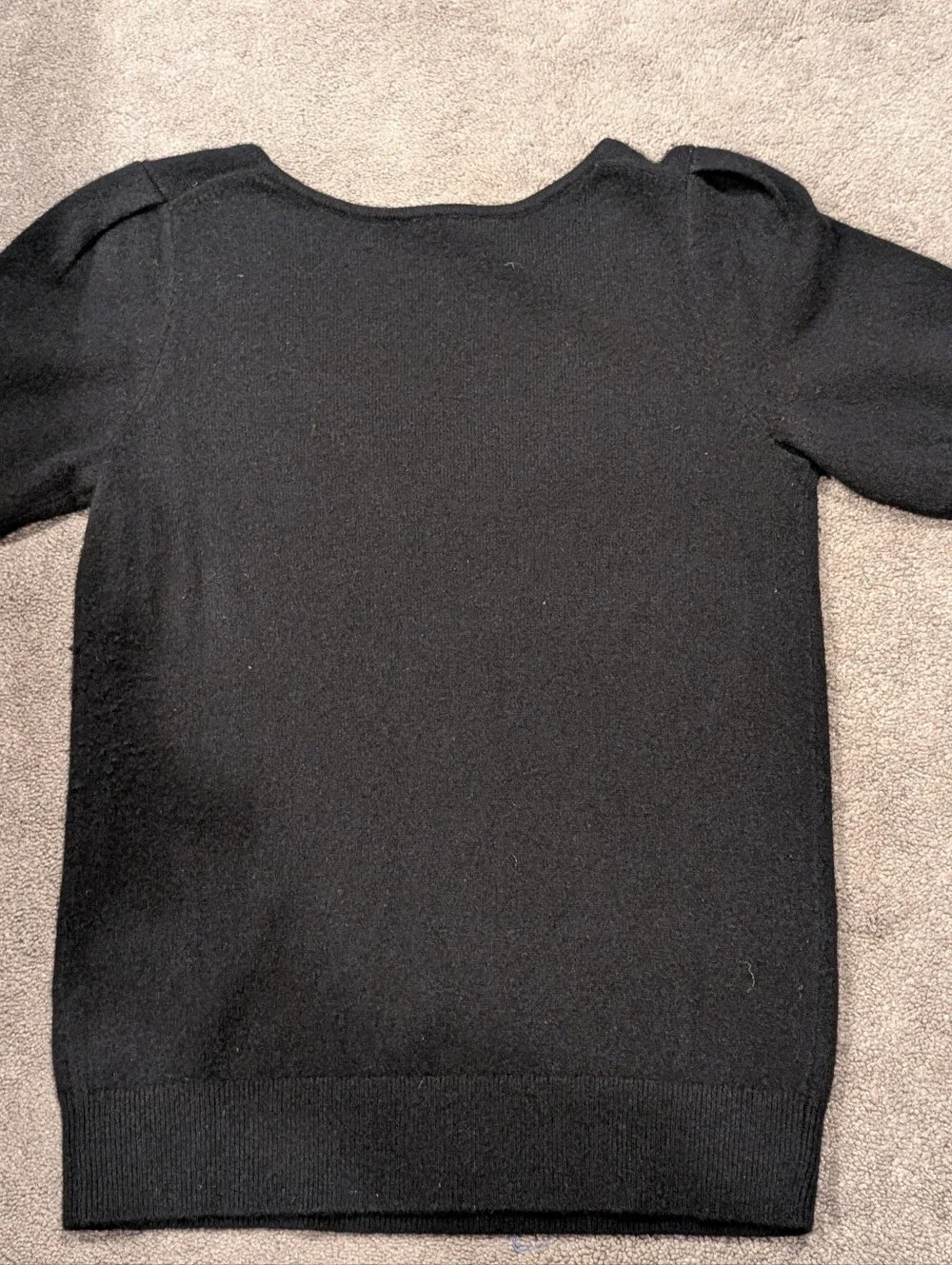 Madewell Cashmere V-Neck Puff-Sleeve Sweater XS  Black EUC NT005